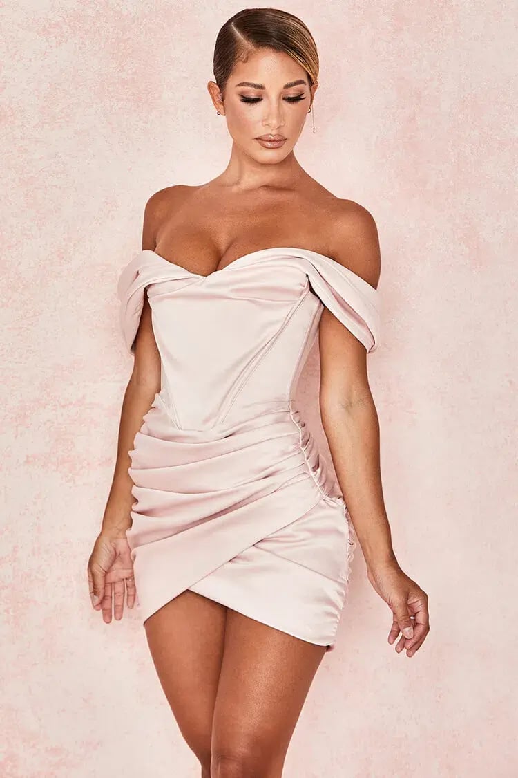House of CB Coraline Satin Corset Mini Dress in Blush Size XS / AU 6 photo 2