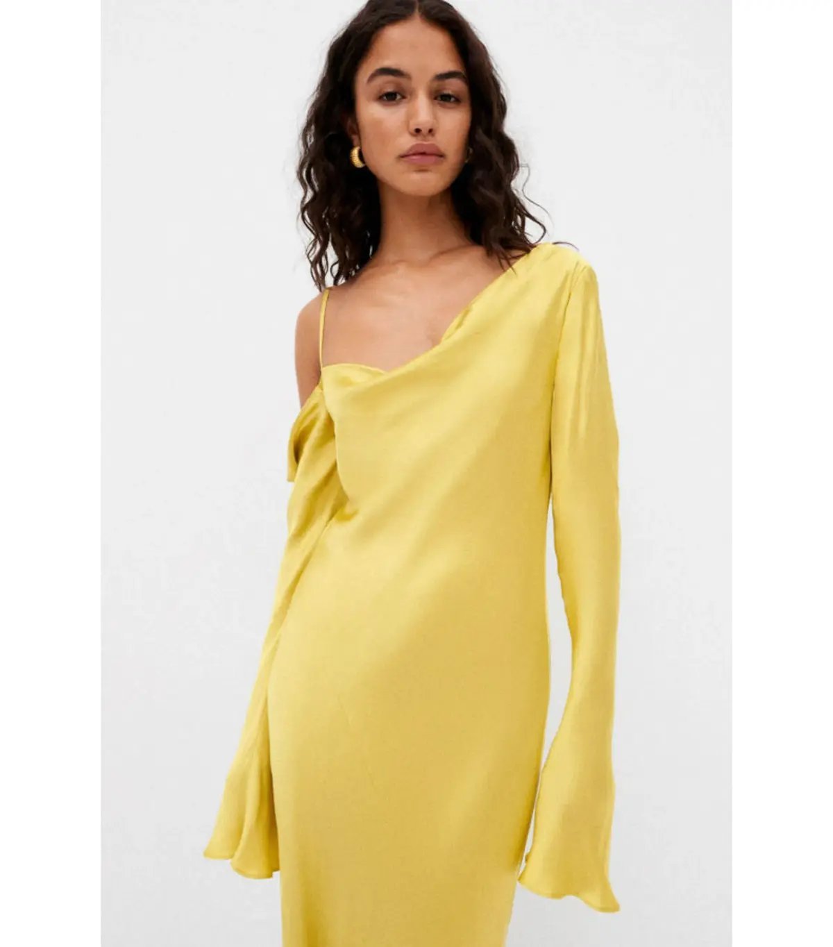 Shona Joy Sofia Asymmetrical Long Sleeve Maxi Dress Lime Size AU 8 photo 4