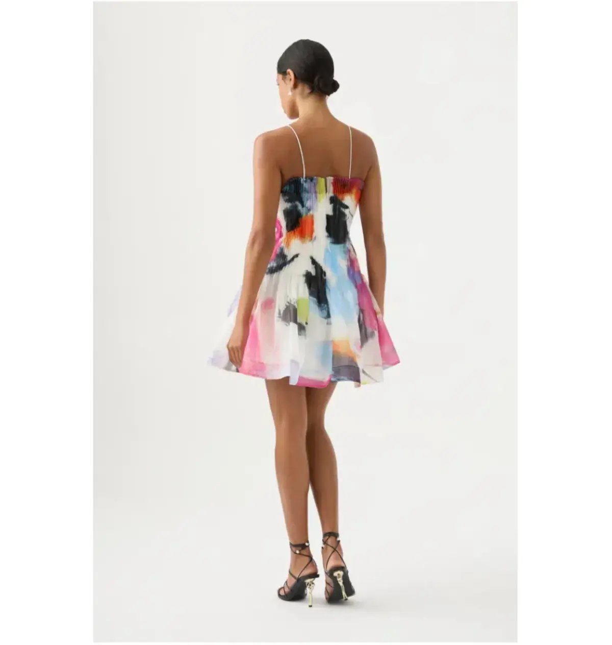 Aje Celestial Pleated Mini Dress Abstract Sunset Size AU 10 photo 3