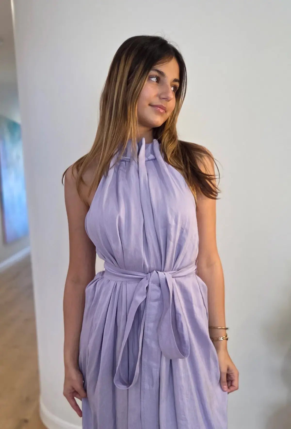 Aje Mariel Trapeze Midi Dress Lilac Size 10 photo 5
