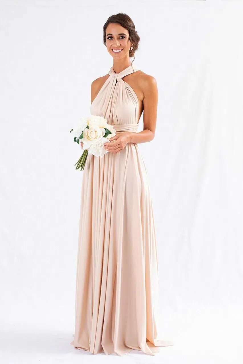 Model Chic Luxe Satin Multi-Way Infinity Dress Nude Size 10 photo 4