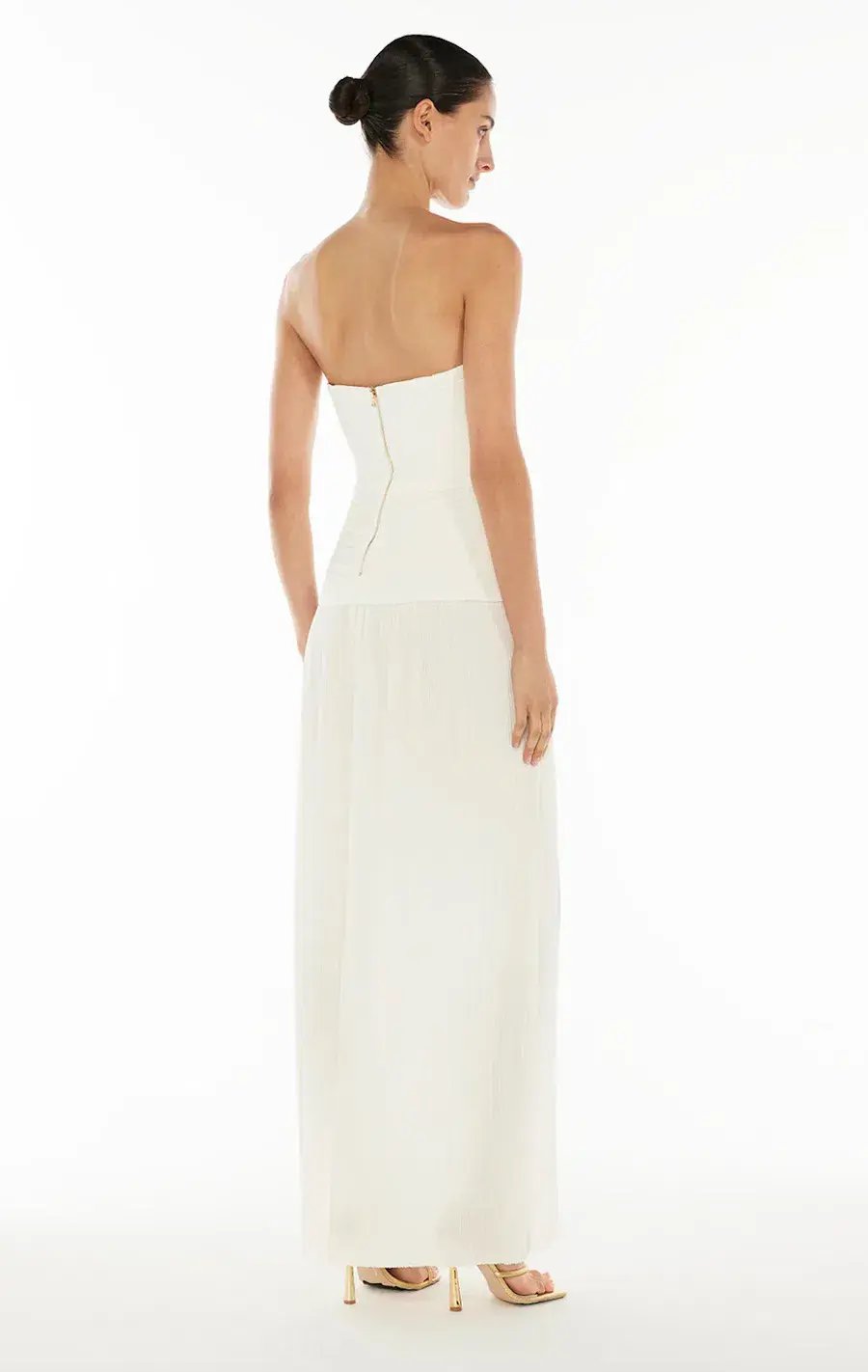 Manning Cartell Double Time Pleat Strapless Maxi Dress White Size 8 photo 2