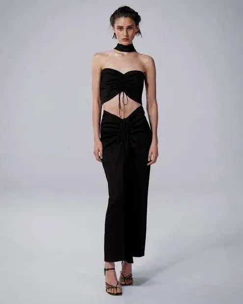 Christopher Esber Reversed Halter Disconnect Ruched Maxi Dress in Black Size 10 photo 2