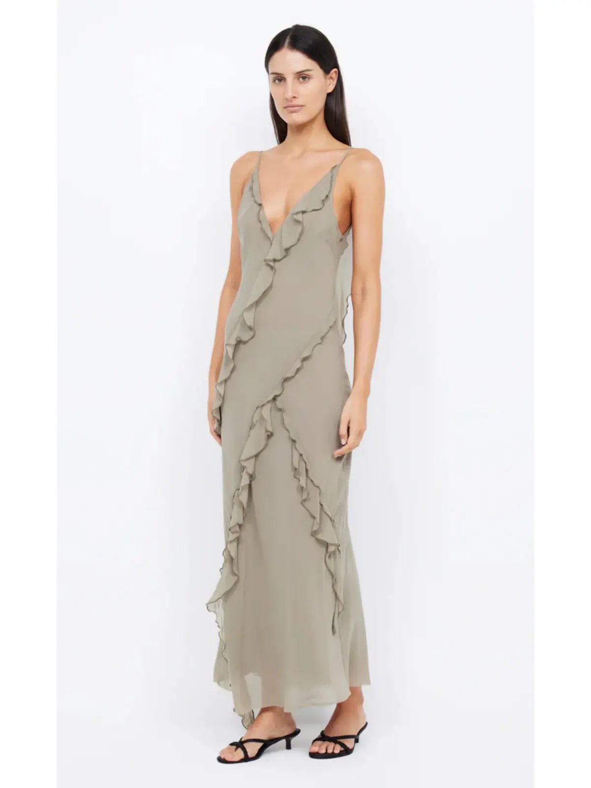 Bec & Bridge Gabriel Frill Maxi Dress Sage Size AU 8 photo 2