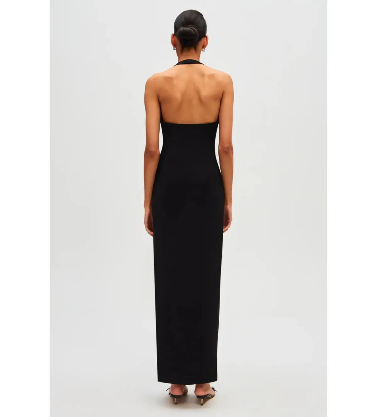 Misha Alusia Stretch Twill Maxi Dress in Black Size 8 photo 4