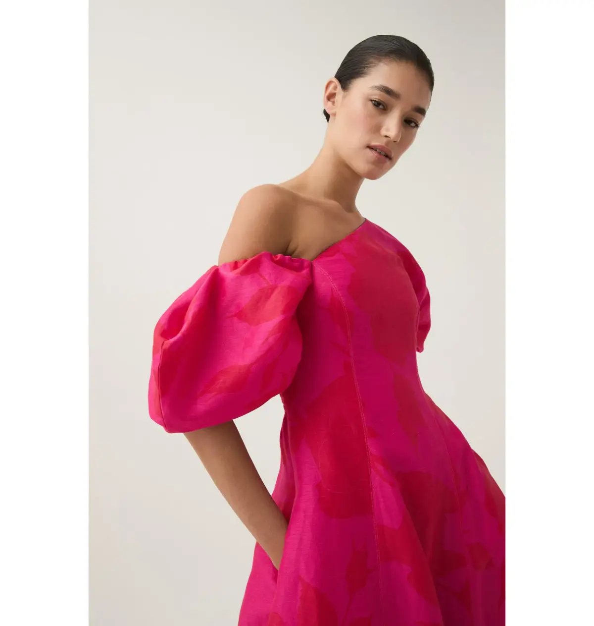 Aje Arista Tulip Sleeve Midi Dress Florescent Rose Pink Size AU 12 photo 2