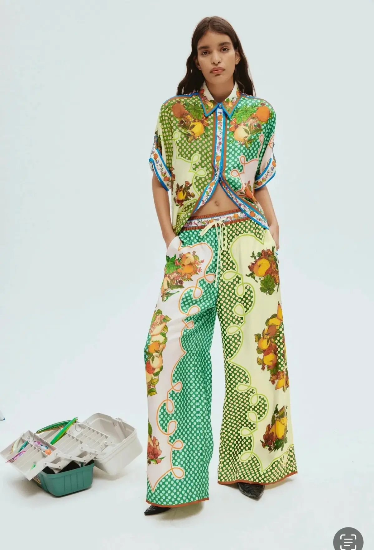 Alemais Lemonis Silk Shirt and Pant Set Multi Size 14 photo 3