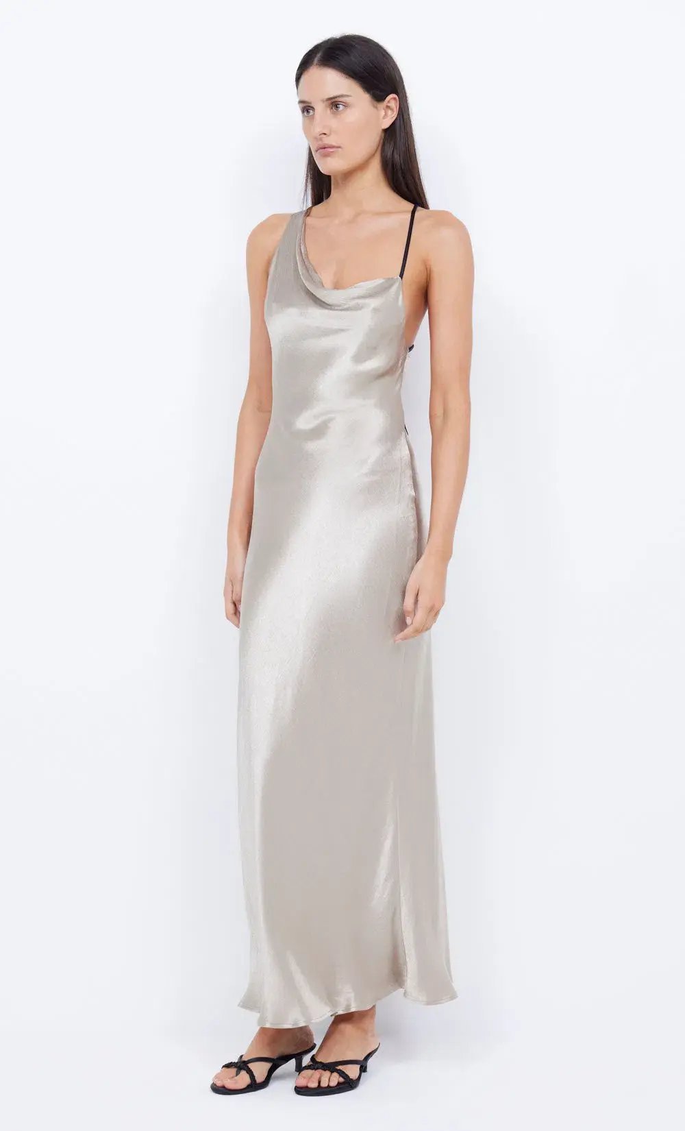 Bec & Bridge Farah Cowl Maxi Dress Oyster/Black Size 8 photo 2