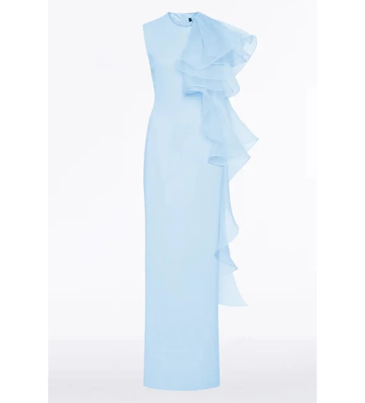 Carla Zampatti  Pale Blue Crepe Ruffle Shoulder Maxi Gown Size 8 photo 5