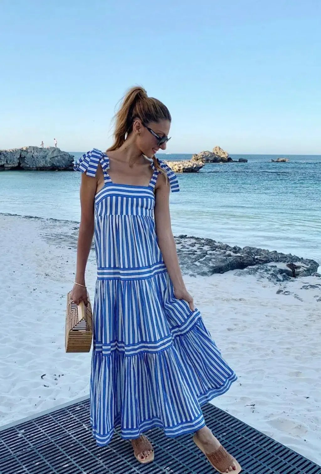 Zimmermann Verity Striped Tiered Maxi Dress Blue Stripe Size 0 / AU 8 photo 5