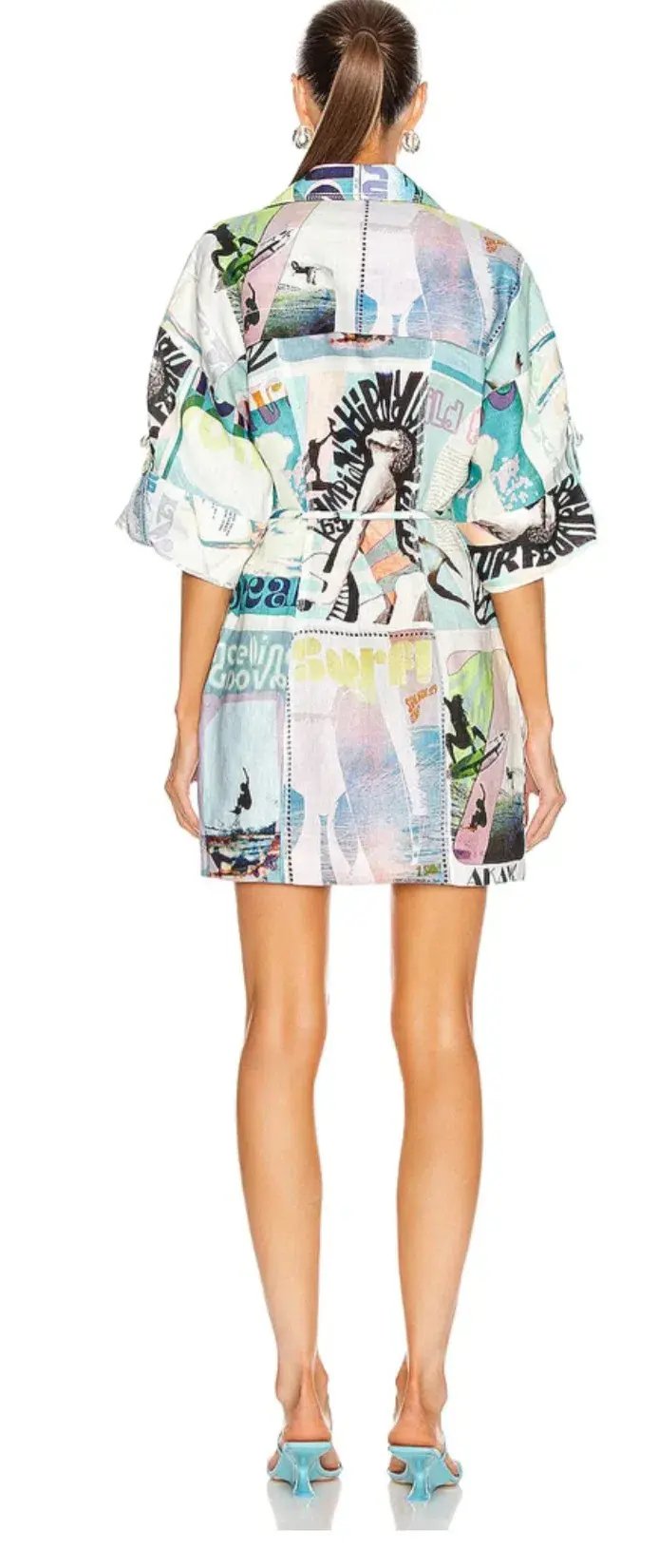 Zimmermann Glassy Safari Mini Dress Blue Poster Print Size 2 / AU 12 photo 3