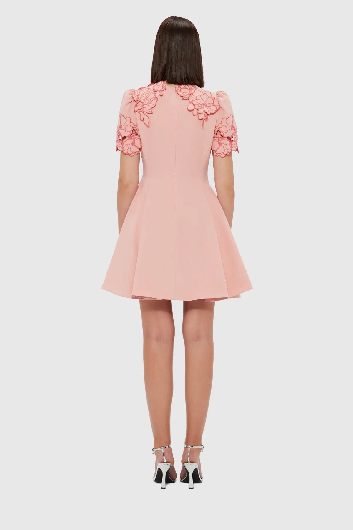 LEO LIN ELYSE APPLIQUÉ SHORT SLEEVE MINI DRESS - LIGHT PINK photo 4