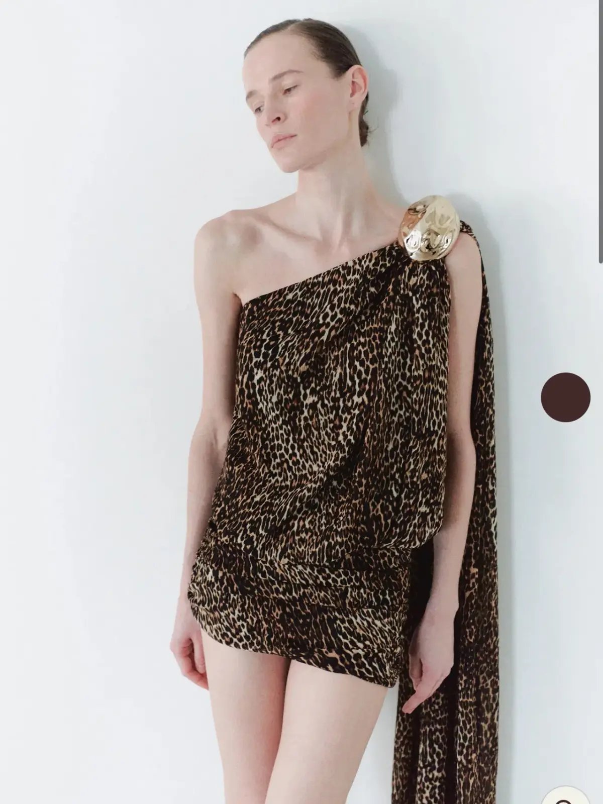 Leam Almes Leopard Print Chiffon Dress With Handmade Stone Detail size 36 photo 3