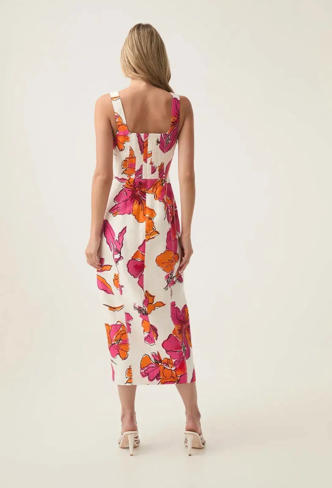 Aje Flourish Midi Dress Vivid Hibiscus Size 6 photo 3