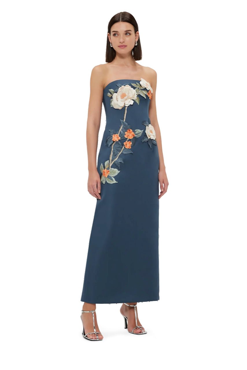 LEO LIN RAYNA APPLIQUÉ FLORAL BUSTIER MAXI DRESS - PEAR BLOSSOM photo 6