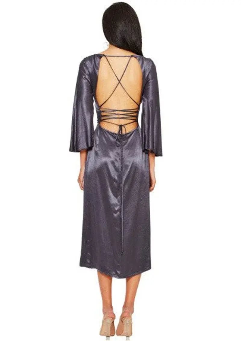 Bec and Bridge Slick Cowl Grey Dress Size 8 photo 2