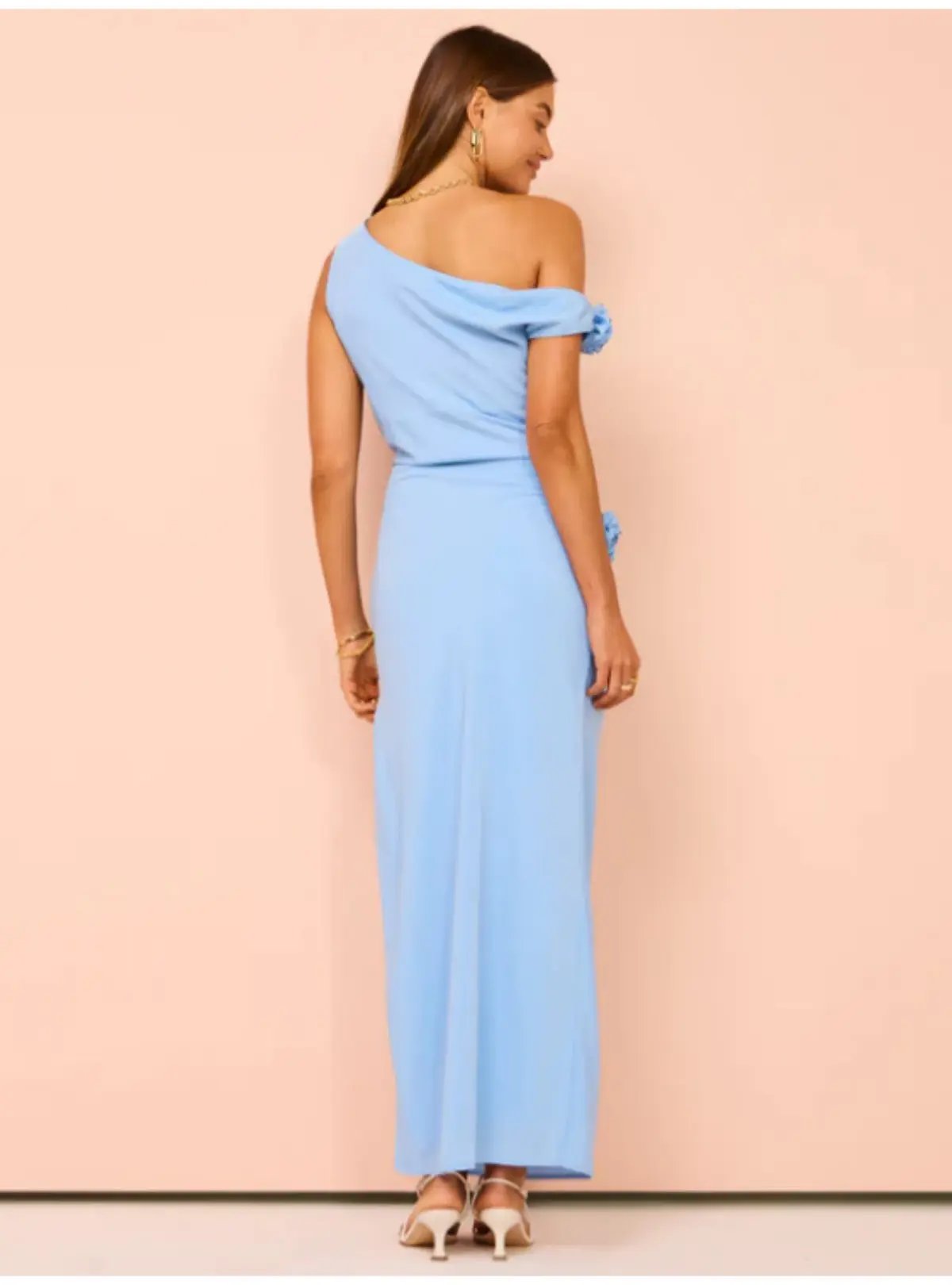 Issy Off Shoulder Flower Maxi Dress In Blue Size AU 12 photo 4