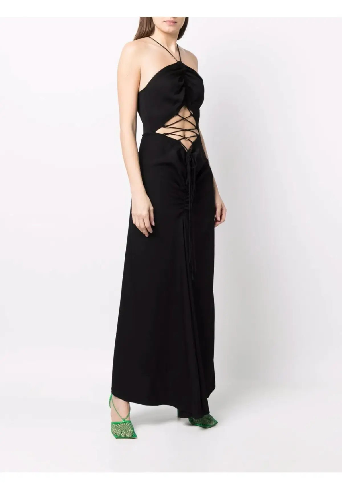 Christopher Esber Lattice Waist Tie Dress Black Size 12 photo 2