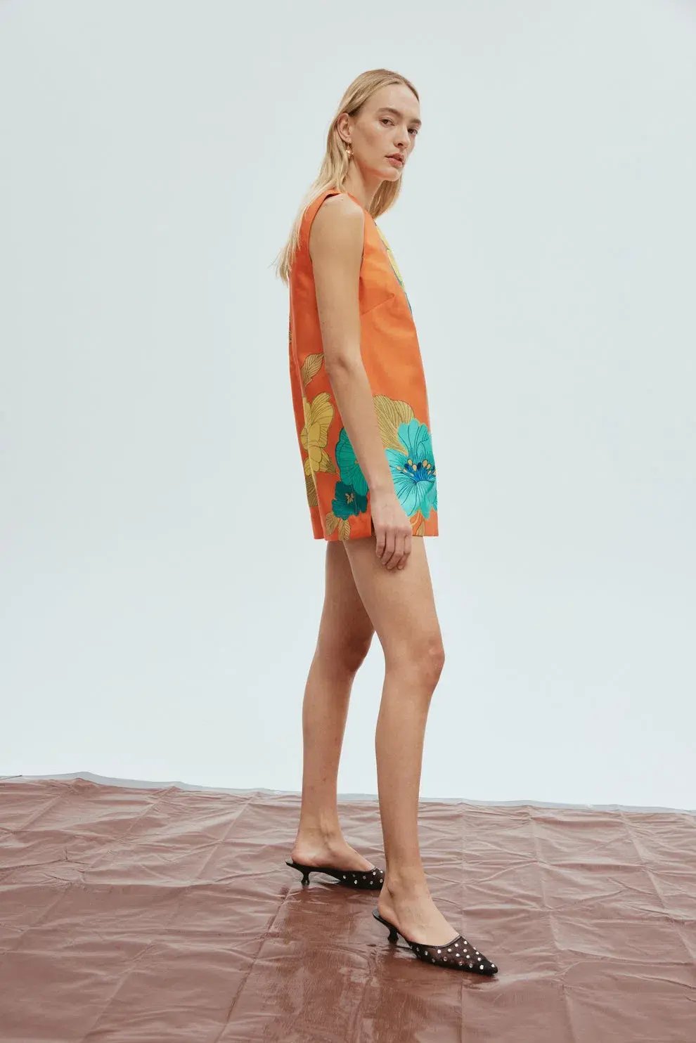 Alemais Piato Mini Dress Orange/Floral Size 8 photo 2