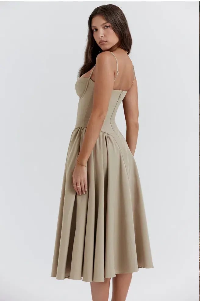 House of CB Samaria  Corset Sundress Taupe Size 8 photo 3
