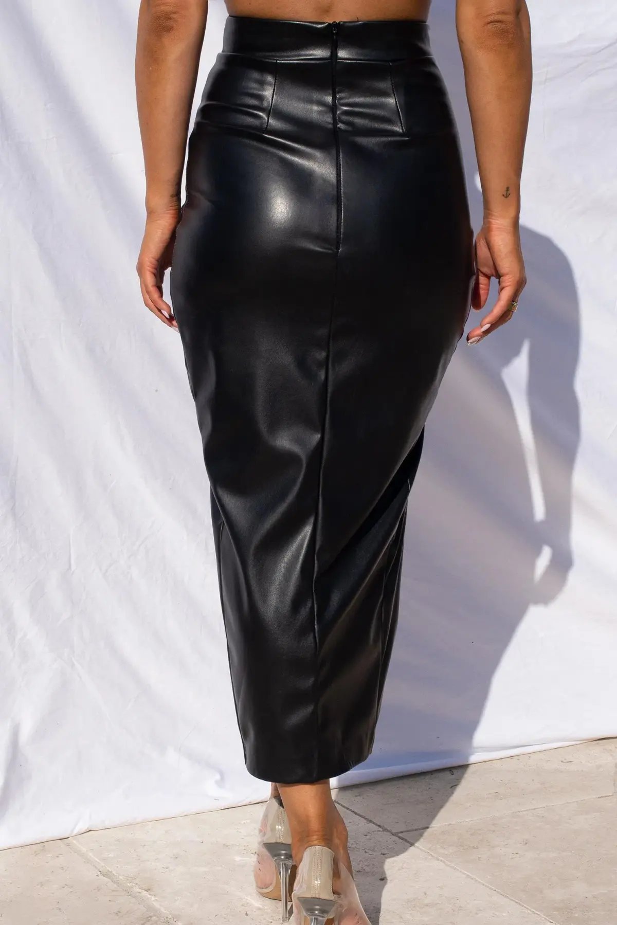 Effie Kats Thigh Split Midi Skirt and Crop Top Set Black Size XS / AU 6 photo 3