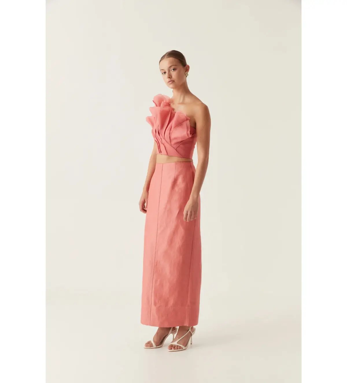 Aje Flame Crop Top And Mary Column Maxi Set  Guava Pink Size 8 photo 2