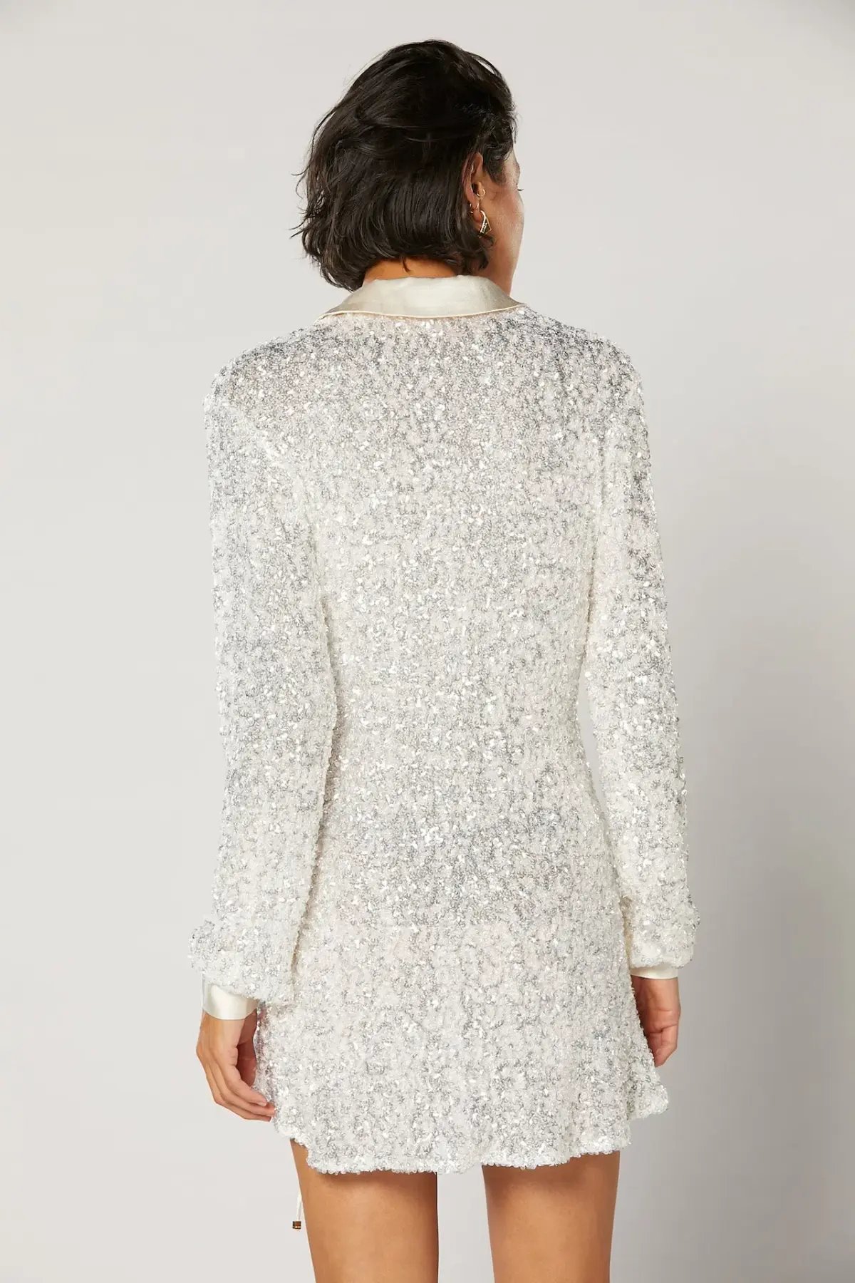 Winona Arissa Wrap Shirt Dress White Sequin Size 12 photo 3