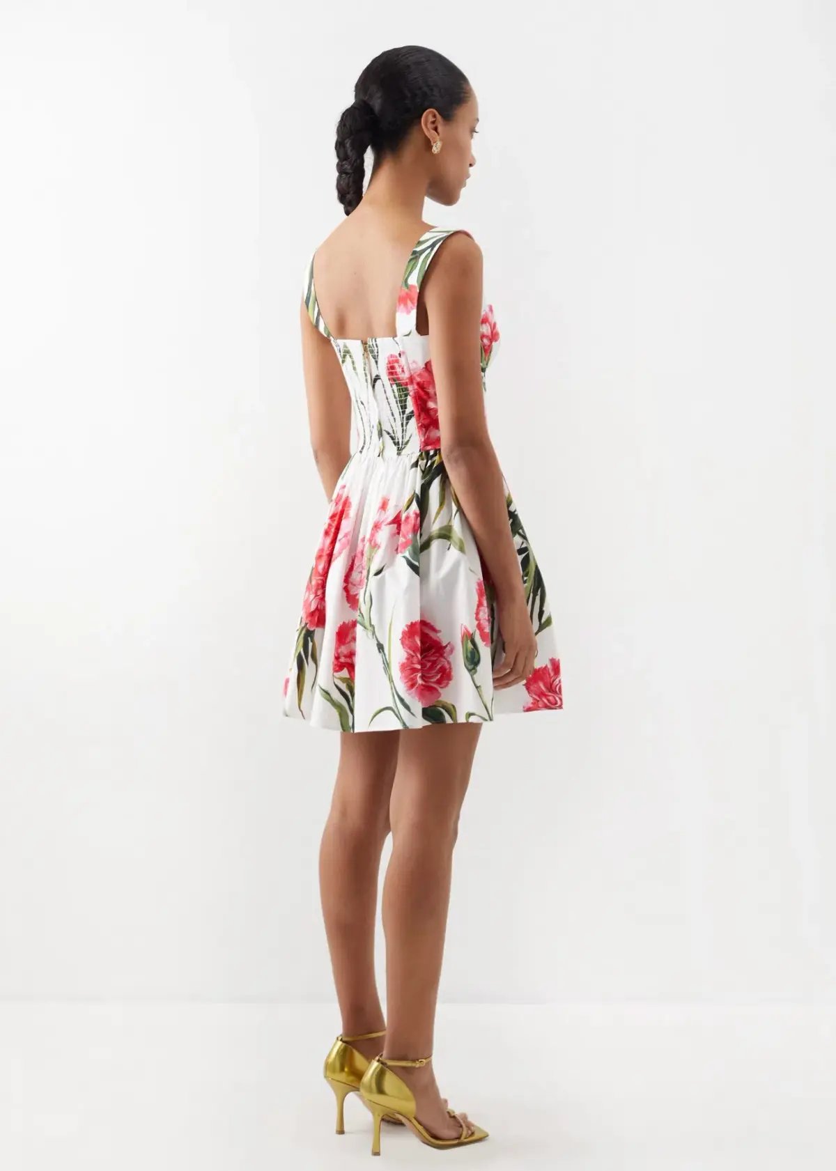 Dolce & Gabbana Short Carnation Print Poplin Dress Size AU 12 photo 3