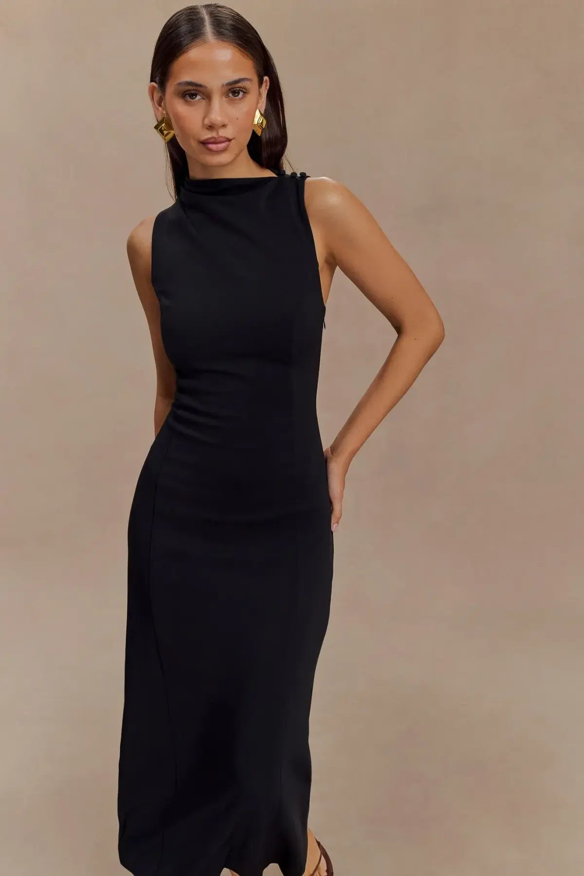 Meshki The Taylor Draped Crepe Midi Dress Size M / AU 10 photo 2