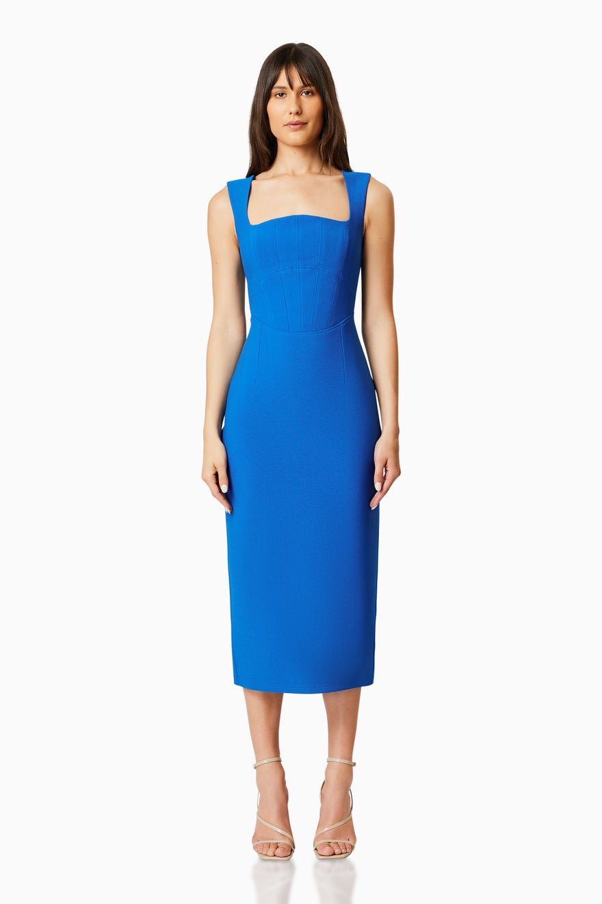 Elliatt Birch Fitted Midi Dress - Blue photo 5