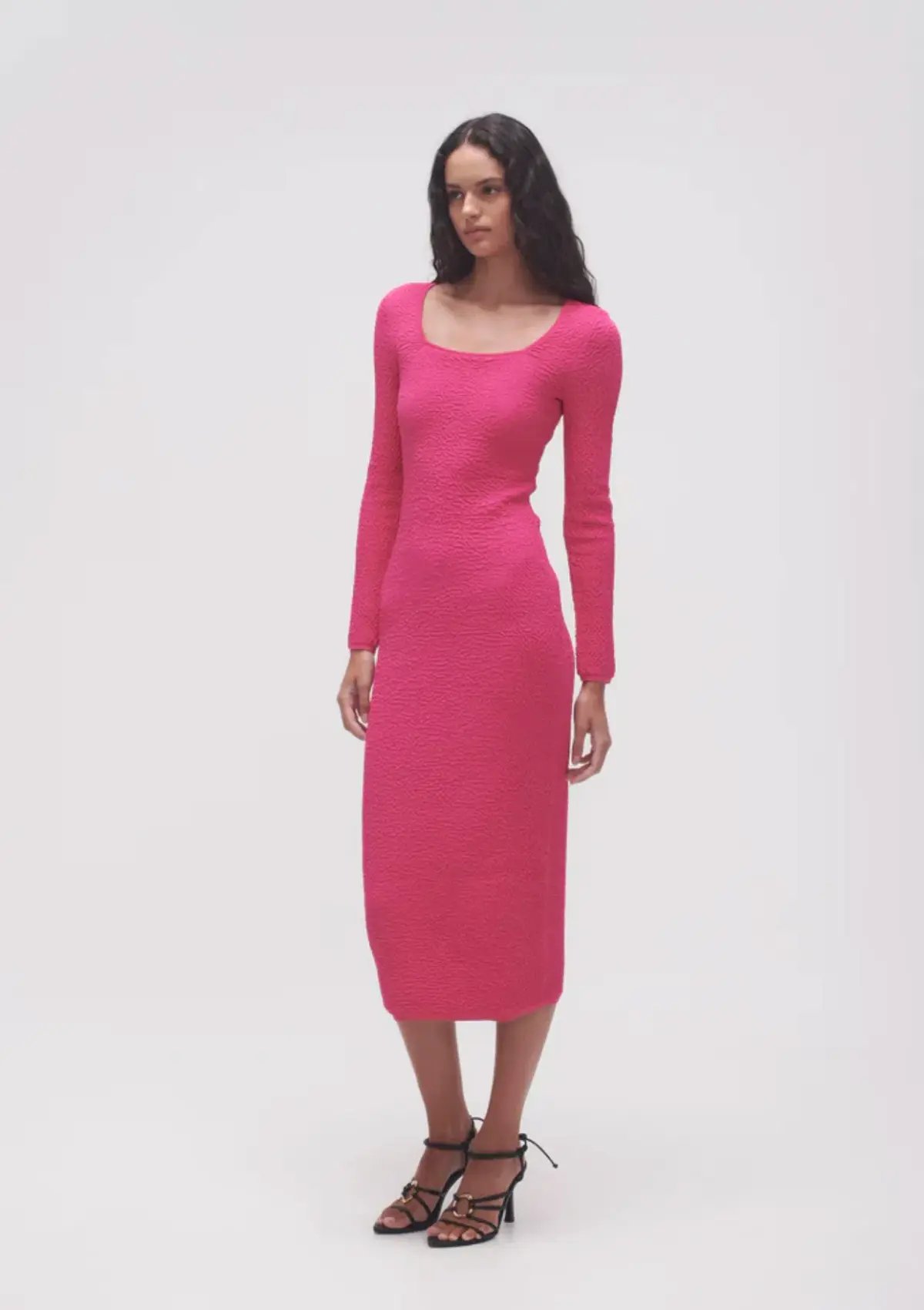 Aje Echo Bubble Body Midi Dress Hot Pink Size S / AU 8 photo 2