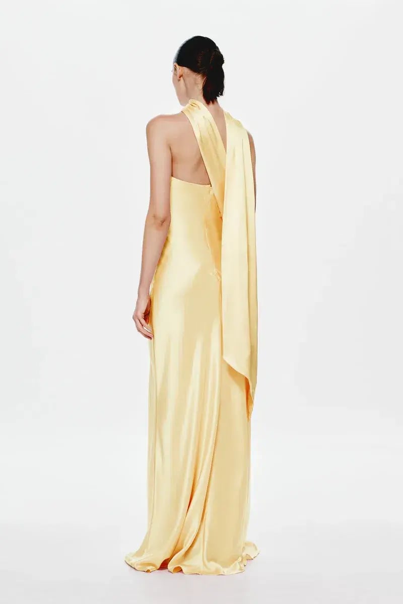 Misha Lilia Satin Dress Yellow Size S photo 3