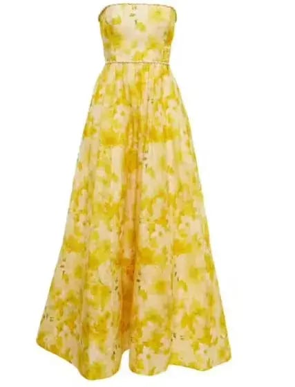 Zimmermann Wonderland Shell Embellished Silk Blend Gown Yellow Size AU 8 photo 2