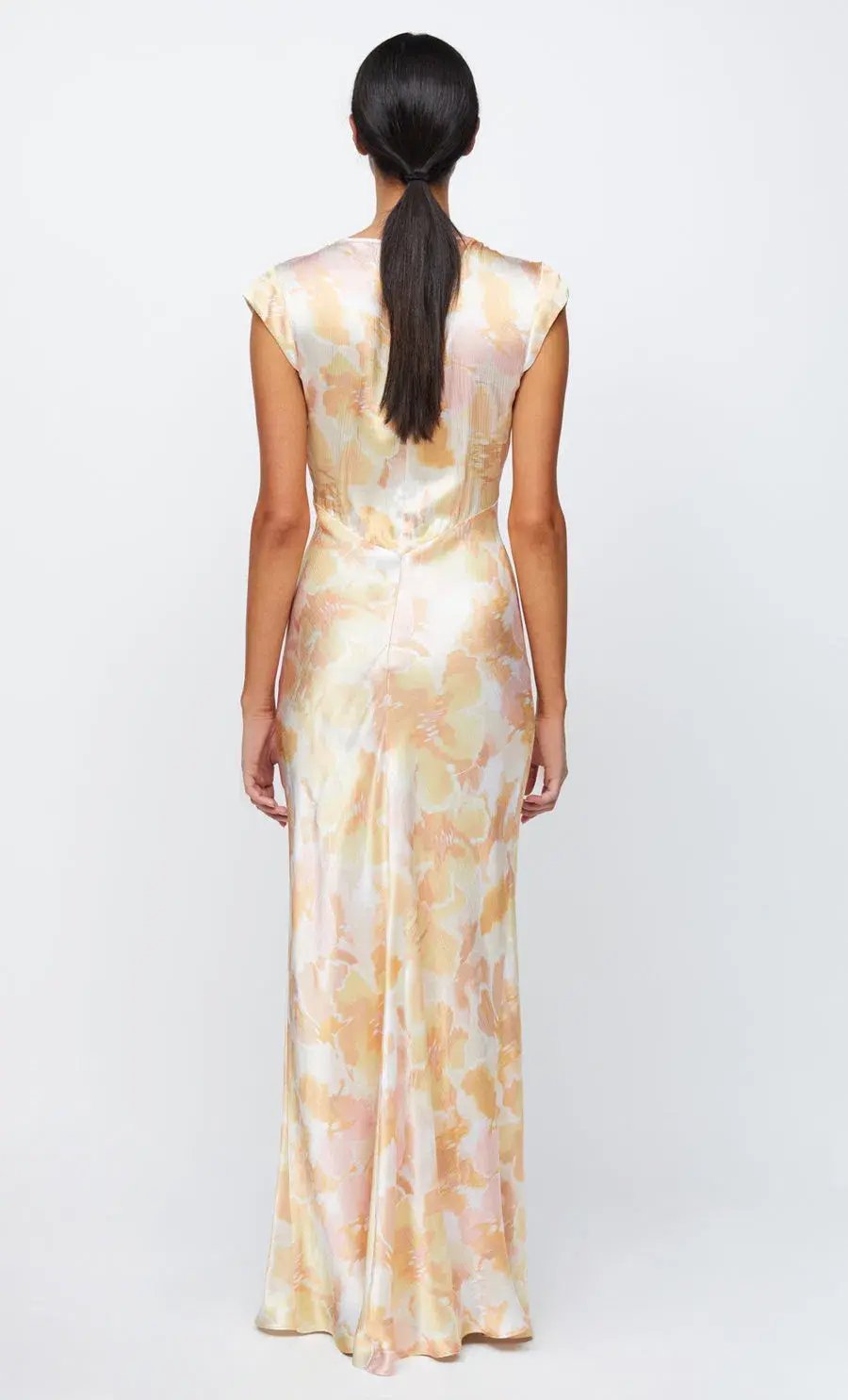 Bec & Bridge Indi V Maxi Dress V Neck In Floral Haze Yellow Size Au 8 photo 2