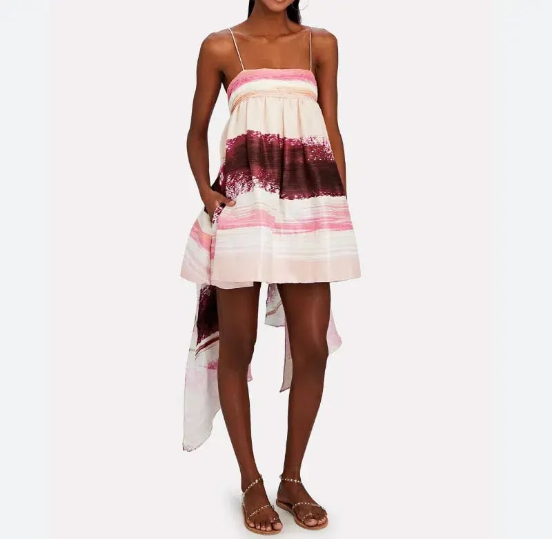 Aje Kasbah Sunset Stripe Ruched Bow Back Mini Dress Multi Size 6 photo 3