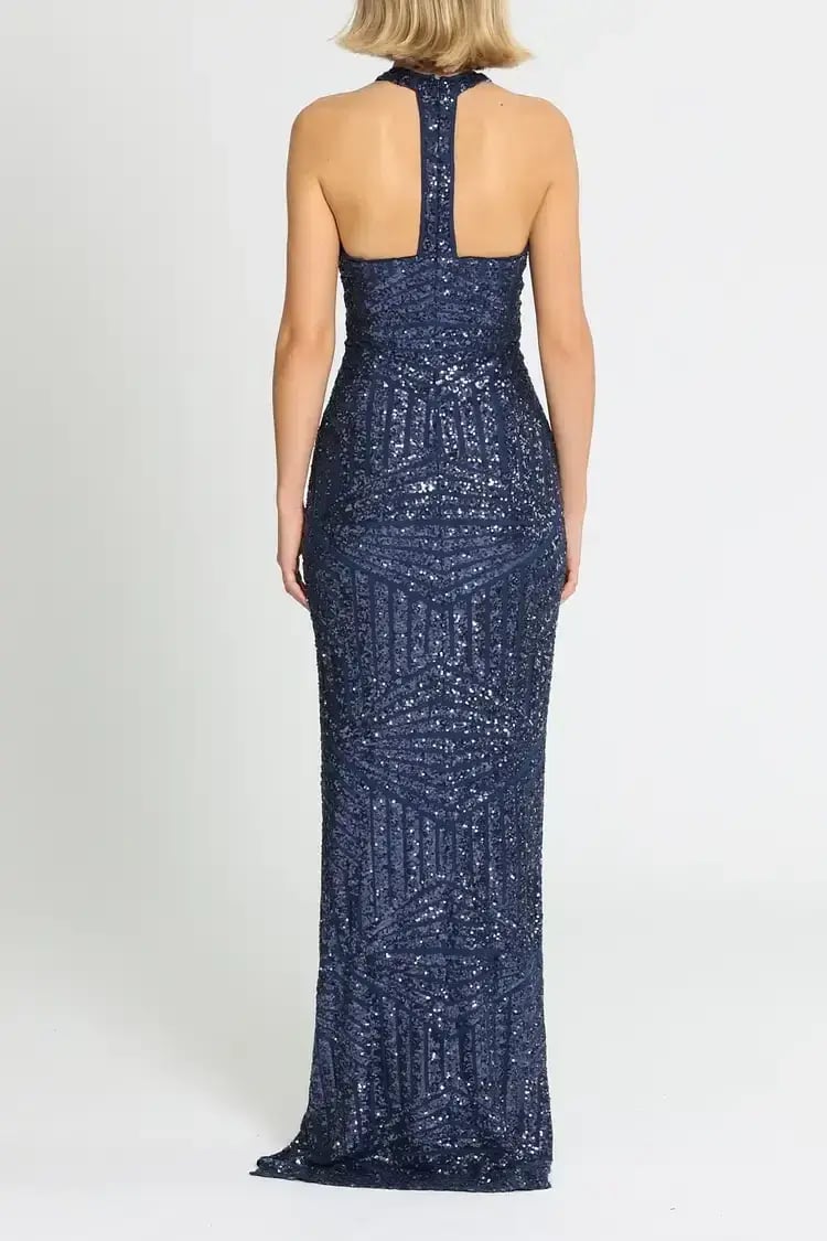 Langhem Julia Evening Gown in Blue Size 16 photo 3