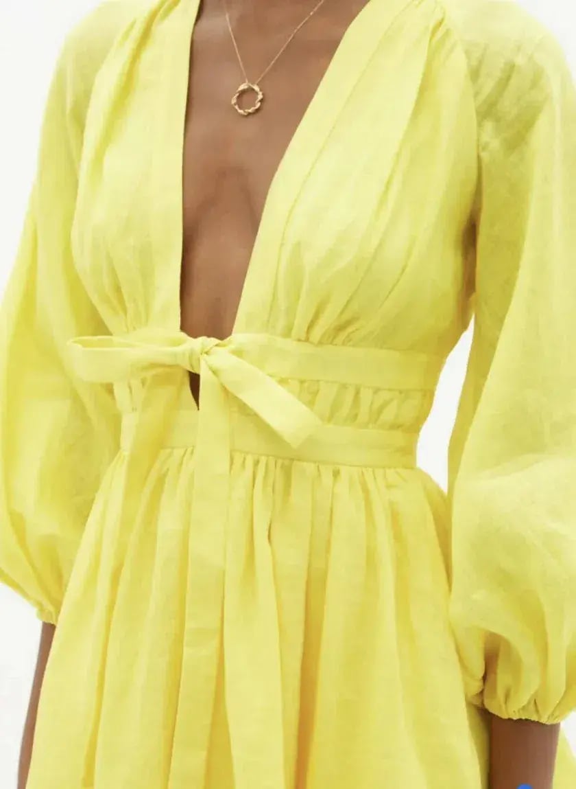 Zimmermann Shelly Plunge Bow Mini Dress Yellow Size 3/ Au 14 photo 3