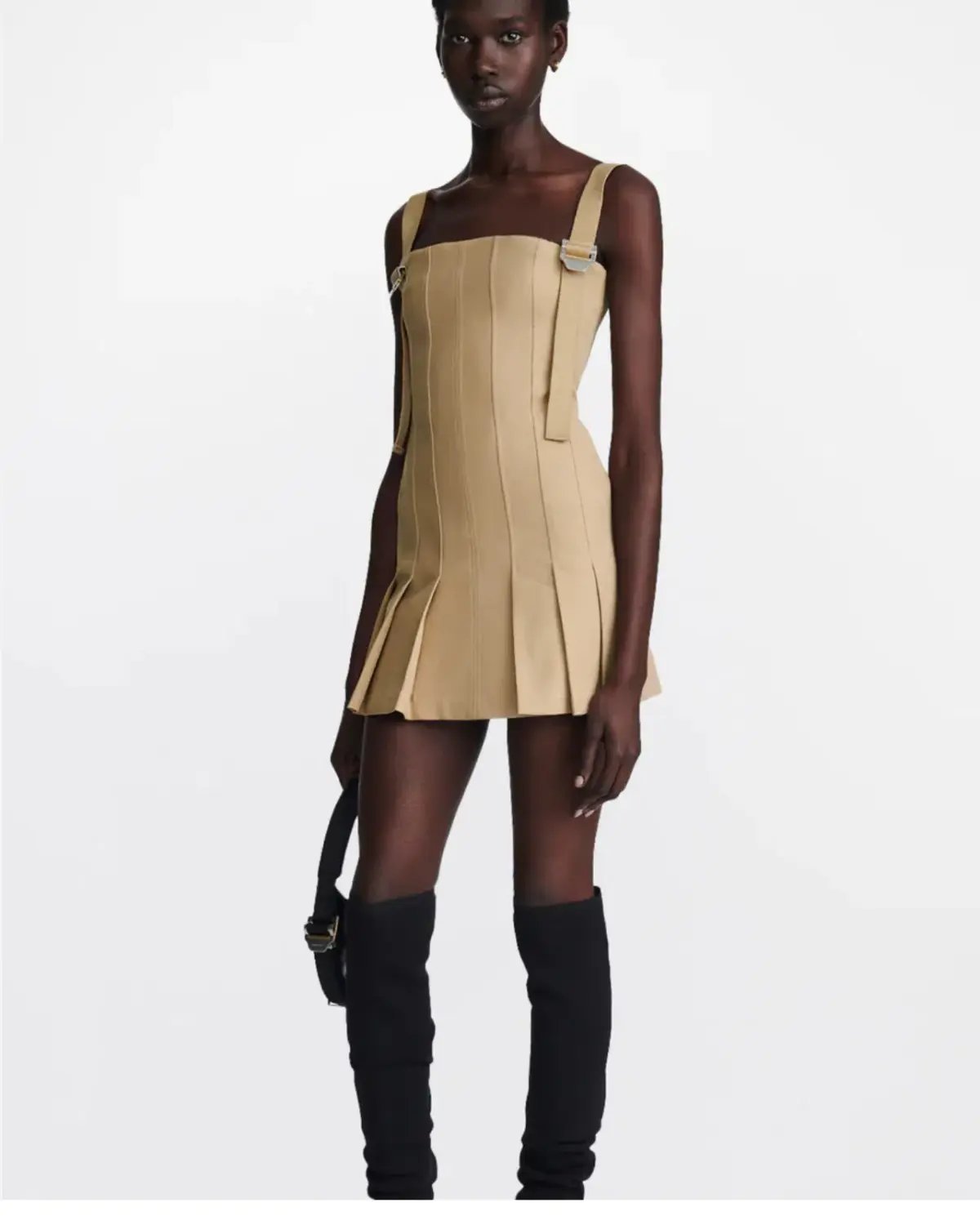 Dion Lee Safety Slider Pleat Mini Dress Dune Size 12 photo 2