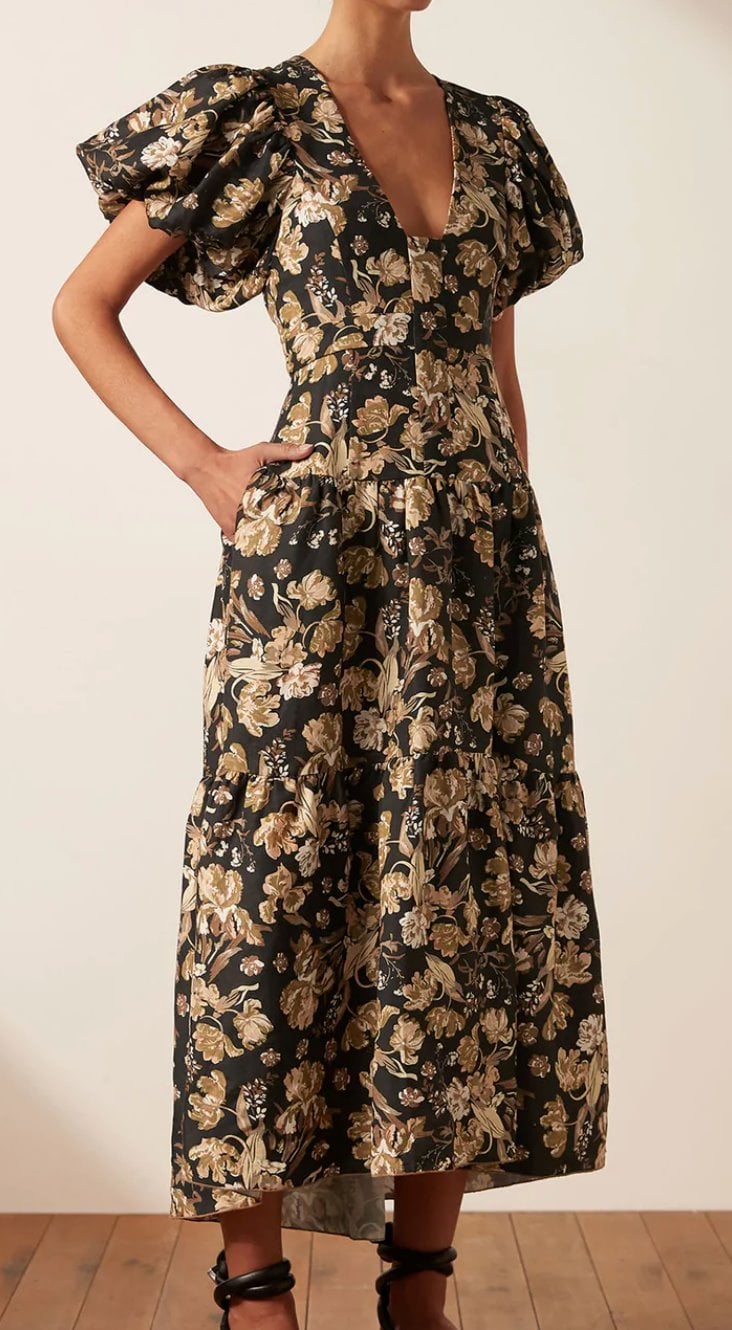 Shona Joy Palermo Linen Plunged Midi photo 2
