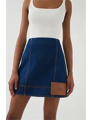 Aje Carmen Denim Mini Skirt Denim Size 6 photo 2
