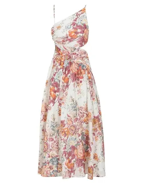 Zimmermann Pattie Asymmetric Dress Cream Floral Print Size 0P/Au 6 photo 4