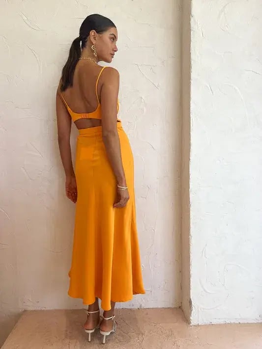 By Johnny Callia Wire Midi Dress in Apricot Orange Size 6 photo 10