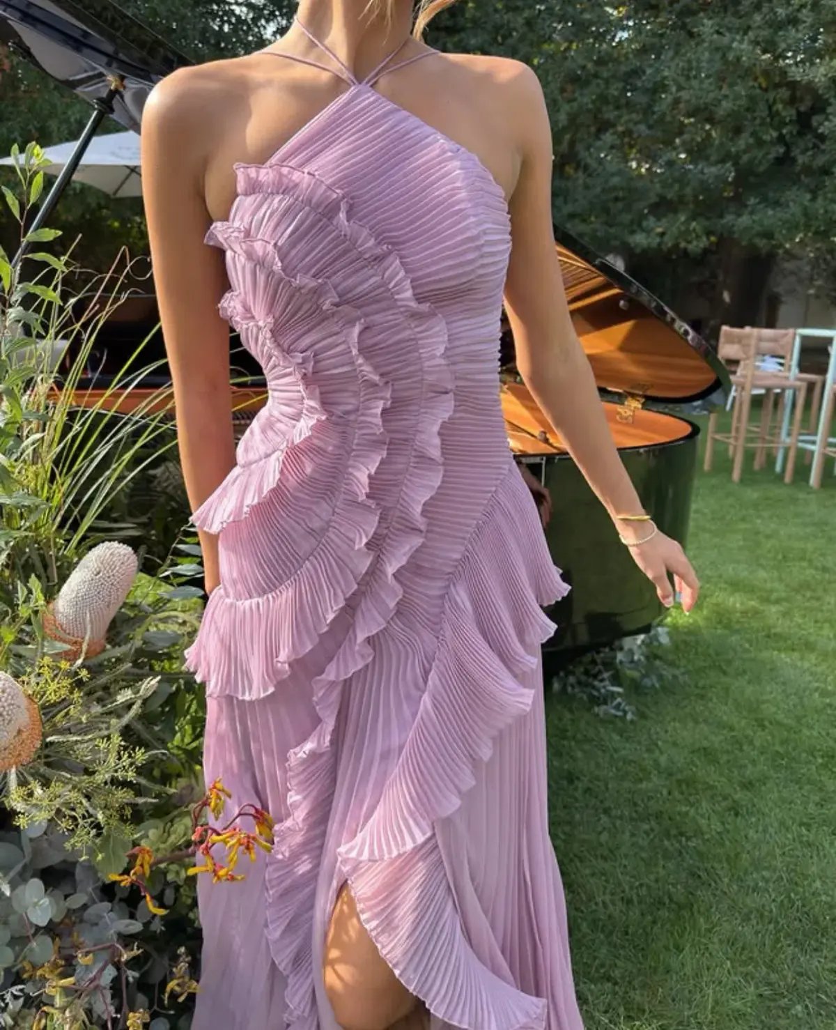 Amur Lorelie Halter Gown Water Hyacinth Size 8/2 photo 6