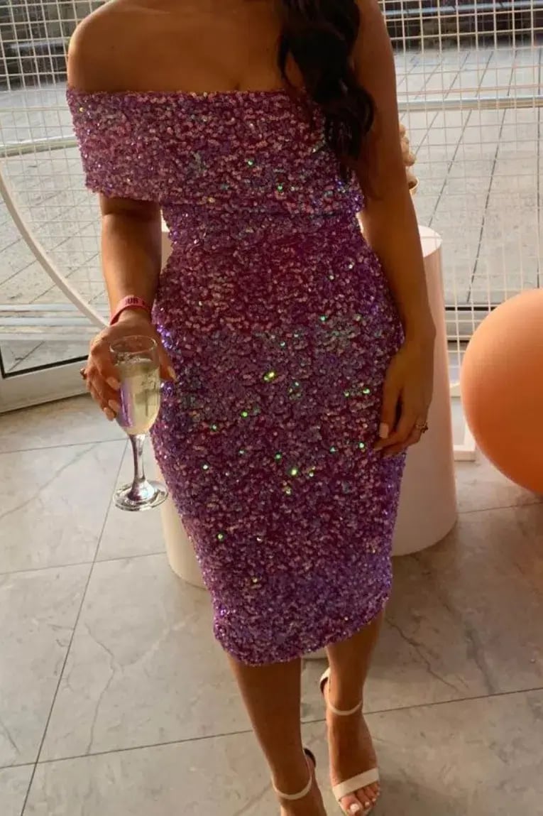 Eliya The Label Alyssa Midi Dress Purple Sequin Size XS / AU 6 photo 3
