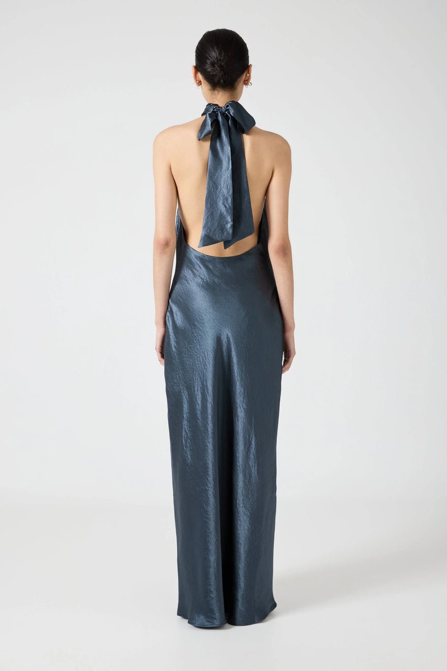 Third Form Crush Wrap Neck Floor Length - Gunmetal photo 4