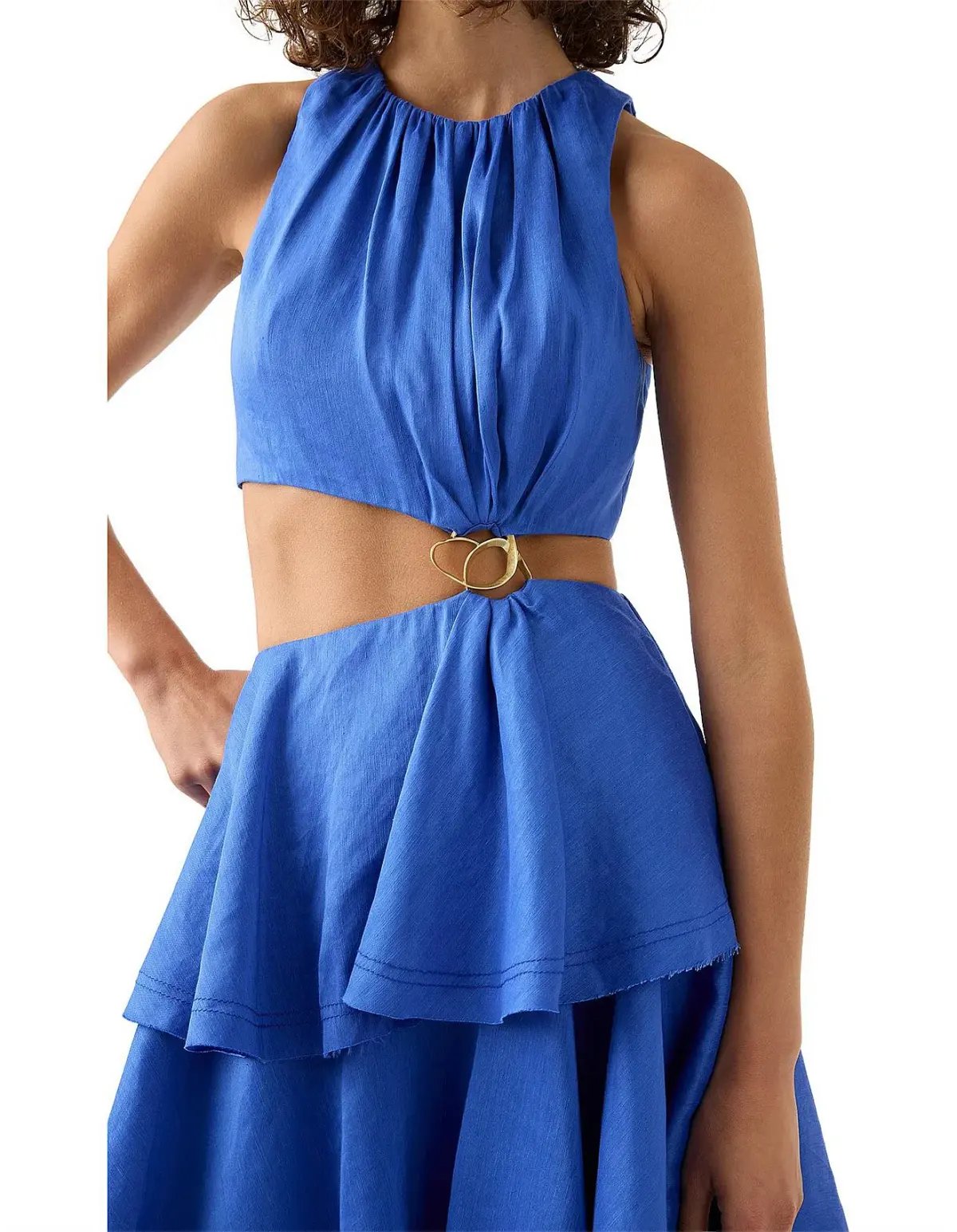 Aje Wave Cut Out Ring Midi Dress Blue Size 12 photo 3