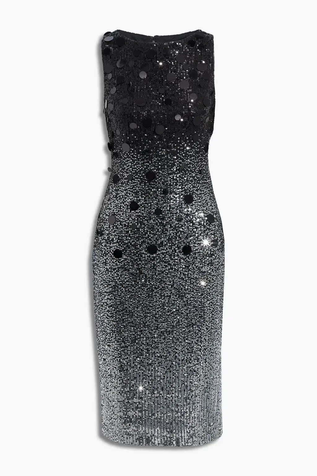 Badgley Mischka Sequined Stretch-Tulle Midi Dress Black and Silver Size 8 photo 3