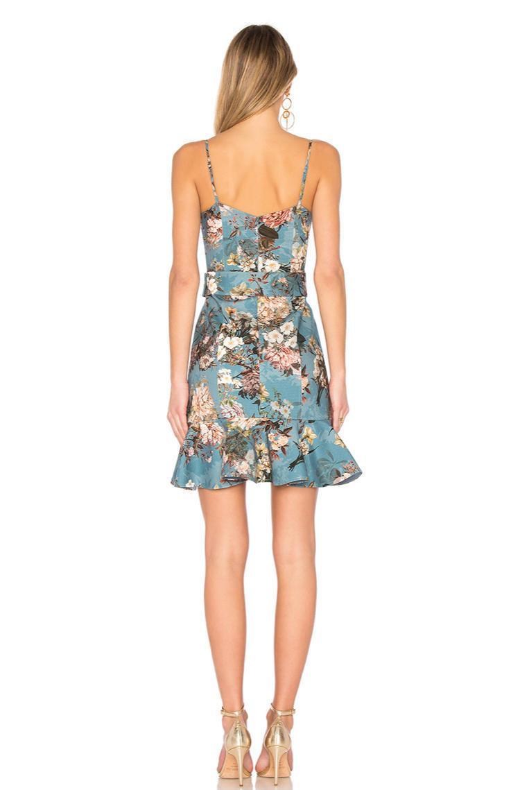 Nicholas Ariel blue floral ruffle mini cocktail dress photo 6