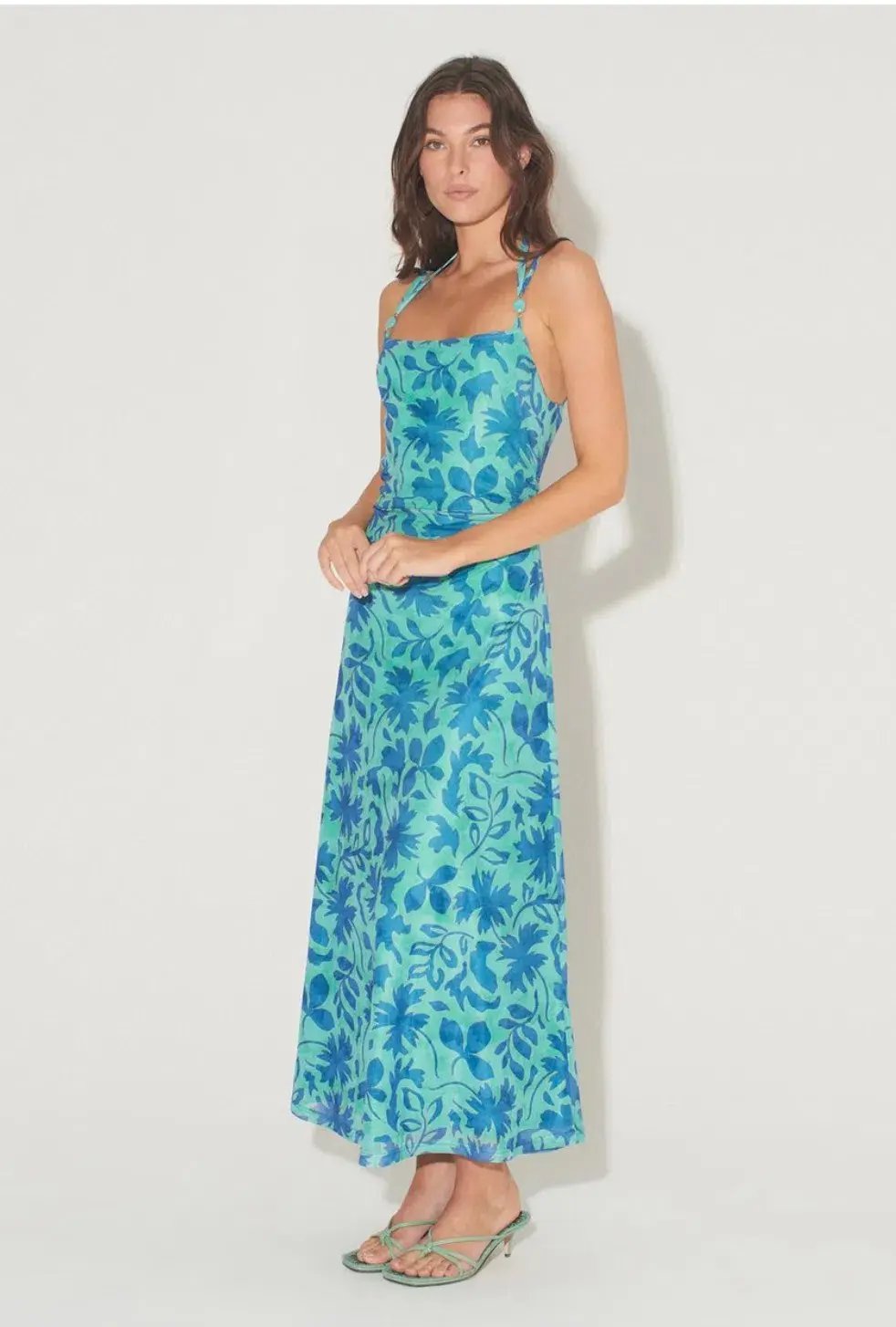 Hansen and Gretel Odessa Dress Aqua Leaf Size 6 photo 2