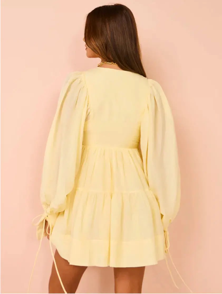 Shona Joy Limon Long Sleeve Mini Dress Yellow Size AU 10 photo 2